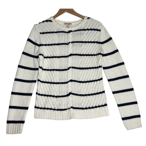 Brooks Brothers Red Fleece Black White Cable Knit Cotton Sweater sz M Preppy - Picture 1 of 7